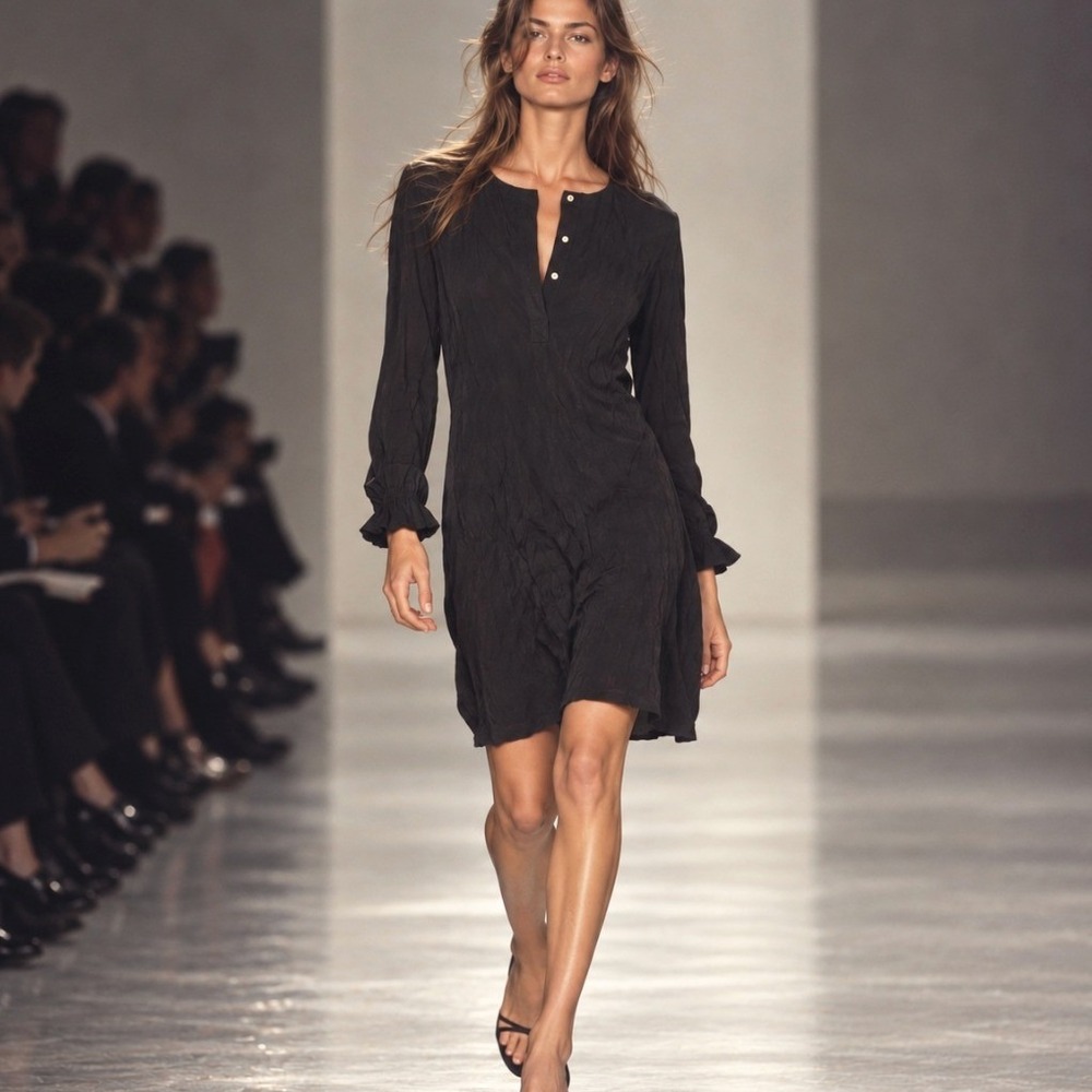 Diane von Furstenberg Black‎ Midi Shift Dress 2 Designer Luxury Work Minimalist